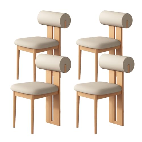 JSLJDM Esszimmerstuhl Moderner 4 Stück Set,Küchenstuhl mit Rückenlehne Polsterstühle mit Holzbeinen,Esszimmerstühle für Esszimmer Wohnzimmer Schlafzimmer Küche Rezeption(Weiß,2er Set) von JSLJDM