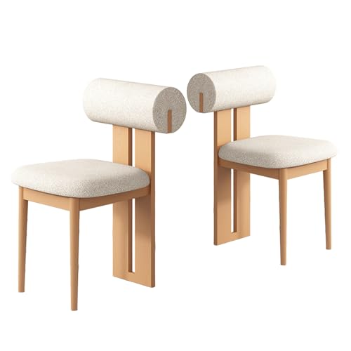 JSLJDM Esszimmerstuhl Moderner 4 Stück Set,Küchenstuhl mit Rückenlehne Polsterstühle mit Holzbeinen,Esszimmerstühle für Esszimmer Wohnzimmer Schlafzimmer Küche Rezeption(Weiß,2er Set) von JSLJDM