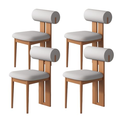 JSLJDM Esszimmerstuhl Moderner 4 Stück Set,Küchenstuhl mit Rückenlehne Polsterstühle mit Holzbeinen,Esszimmerstühle für Esszimmer Wohnzimmer Schlafzimmer Küche Rezeption(Weiß,2er Set) von JSLJDM