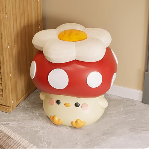 JSLJDM Hühnerpilzhocker,Süßer Pilzhocker,Kinderhocker für Junge Mädchen Geschenke für Kinder,Geeignet für Schlafzimmer, Wohnzimmer, Spielzimmer Red + Cushion 28.5x27.5x24cm/11.2x10.8x9.4 von JSLJDM