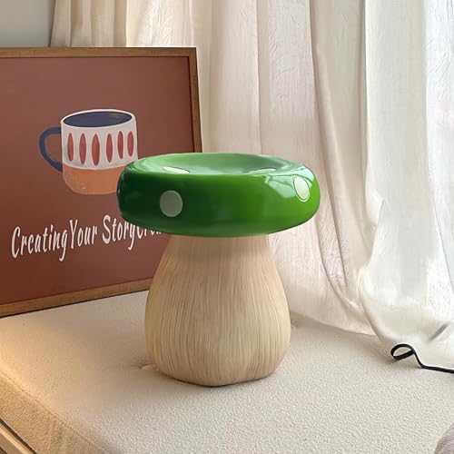JSLJDM Süßer Pilzhocker,Kinderhocker für Junge Mädchen,Kinderzimmer Deko Sit,Harzfaserbasis,Geschenke für Kinder,Geeignet für Schlafzimmer, Wohnzimmer, Spielzimmer Green 13.8"x12.6"x9.8"/35x32x25cm von JSLJDM