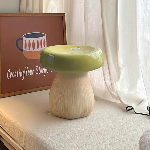 JSLJDM Süßer Pilzhocker,Kinderhocker für Junge Mädchen,Kinderzimmer Deko Sit,Harzfaserbasis,Geschenke für Kinder,Geeignet für Schlafzimmer, Wohnzimmer, Spielzimmer Yellow 13.8"x12.6"x9.8"/35x32x25cm von JSLJDM