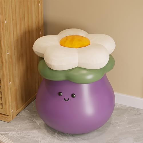 Süßer Auberginenhocker,Kinderhocker für Junge Mädchen Geschenke für Kinder,Stabil und langlebig,Geeignet für Schlafzimmer, Wohnzimmer, Spielzimmer Purple + cushion 26.5x26.1x25.2cm/104x10.2x9.9 " von JSLJDM