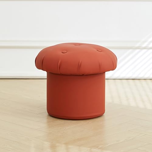 Süßer Pilzhocker,Kinderhocker für Junge Mädchen,Pilzhocker mit Stauraum für Kinder,Geschenke für Kinder,Geeignet für Schlafzimmer, Wohnzimmer, Spielzimmer Orange-red 17.3"x15.3"x12.6"/44x39x32cm von JSLJDM