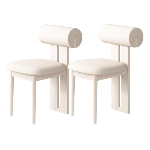 Einzigartiges Esszimmerstuhl-Set aus Holz, Set mit 2/4/6 modernen gepolsterten Esszimmerstühlen, stabiler Holzrahmen und runde Rückenlehne, geeignet for Esszimmer, Arbeitszimmer, Wohnzimmer(White,2) von JSLJJBD
