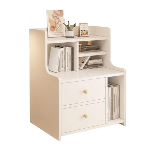 JSLJJBD Schlafzimmer-Nachttisch mit Schublade mit Zwei Schubladen und Mehreren Ablagefächern, Einer geräumigen Tischplatte, geeignet for Schlafzimmer, Wohnzimmer und Arbeitszimmer von JSLJJBD