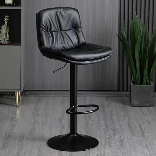 JSLXNDM Anhebbar und drehbar barhocker Vollständiges Kissen mit hochwertigem Nappalederbezug durchdachtes Fußstützen-Design geeignet für Bars und Wohninseln Black von JSLXNDM