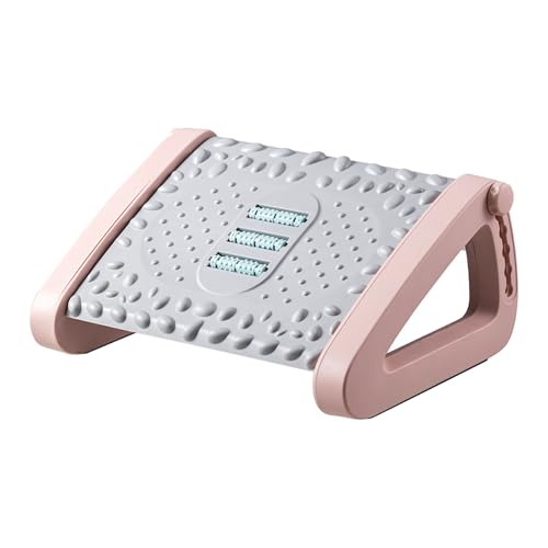 JSLXNDM Fußstütze Schreibtisch 6-stufig höhenverstellbarer Fußhocker mit Massagefunktion geeignet zur Fuß- und Beinunterstützung bei der Arbeit beim Spielen und in der Freizeit Pink von JSLXNDM