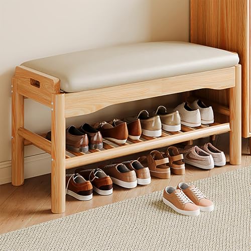 JSLXNDM Schuhbank mit Sitzfläche 2 Ebenen, Schuhbank mit Klappdeckel schuhs hrank schuhschrank Massivholz Geeignet für Eingangsbereiche Flure und Haustüren Original Wood 23.6 * 11.8 * 15.7in von JSLXNDM