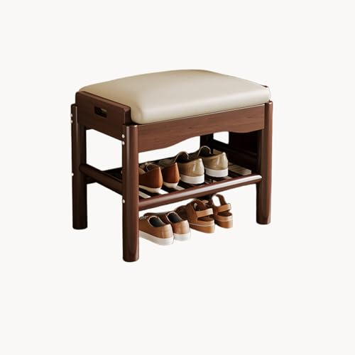 JSLXNDM Schuhbank mit Sitzfläche 2 Ebenen, Schuhbank mit Klappdeckel schuhs hrank schuhschrank Massivholz Geeignet für Eingangsbereiche Flure und Haustüren Walnut 17.7 * 11.8 * 15.7 von JSLXNDM