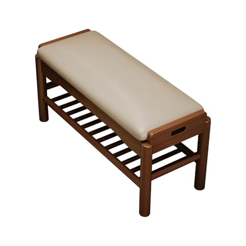 JSLXNDM Schuhbank mit Sitzfläche 2 Ebenen, Schuhbank mit Klappdeckel schuhs hrank schuhschrank Massivholz Geeignet für Eingangsbereiche Flure und Haustüren Walnut 31.5 * 11.8 * 15.7in von JSLXNDM