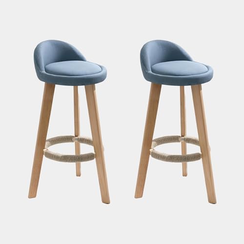 JSLXNDM Stoff im nordischen Stil barhocker 2er Set Massivholz barstühle bar stühle Weiche Kissen geeignet für Kassentheken, Wohninseln und Bars Blue 37 * 70 JSLXNDM Stoff im nordischen Stil barhocker 2er Set Massivholz barstühle bar stühle Weiche Kissen geeignet für Kassentheken, Wohninseln und Bars Blue 37 * 70 von JSLXNDM