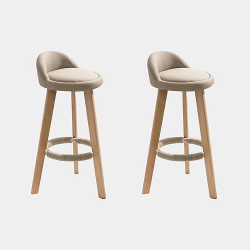 JSLXNDM Stoff im nordischen Stil barhocker 2er Set Massivholz barstühle bar stühle Weiche Kissen geeignet für Kassentheken, Wohninseln und Bars Off White 37 * 60 von JSLXNDM