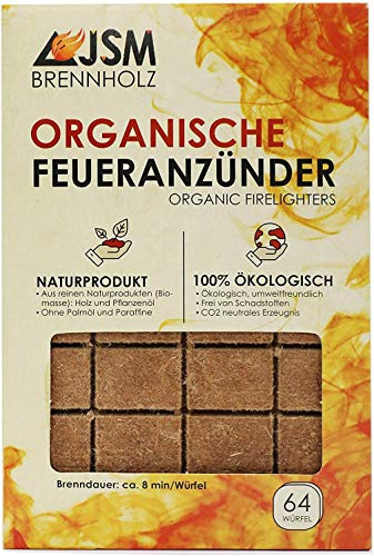 Grill-Anzünder von JSM® | Anzündwürfel aus Holz und Pflanzenöl | Kaminanzünder, Grillanzünder | 64 Würfel (1) von JSM-Brennholz