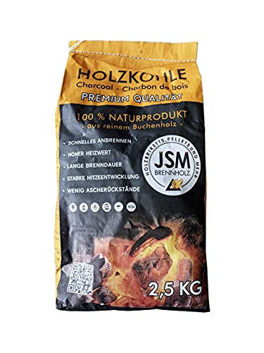Premium Grill Holzkohle JSM® | Grillkohle Grill-Holzkohle Steakhauskohle | 2,5 kg je Packung 2 Packungen von JSM-Brennholz