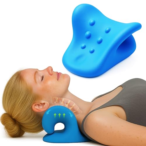 JSM FITNESS Orthopädischer Nackenstrecker – Nackenkissen gegen Schmerzen & Verspannungen | Nackenstützkissen mit Massagefunktion für Büro, Homeoffice & Reisen von JSM FITNESS