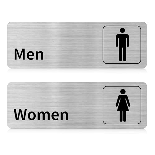 2 Stück WC Schild Selbstklebend, Toilettenschilder für Damen Herren, WC Aufkleber, Türschild, Schild Toilette, langlebig und elegant, 9 x 3 zoll 2 Stück WC Schild Selbstklebend, Toilettenschilder für Damen Herren, WC Aufkleber, Türschild, Schild Toilette, langlebig und elegant, 9 x 3 zoll von JSMTKJ