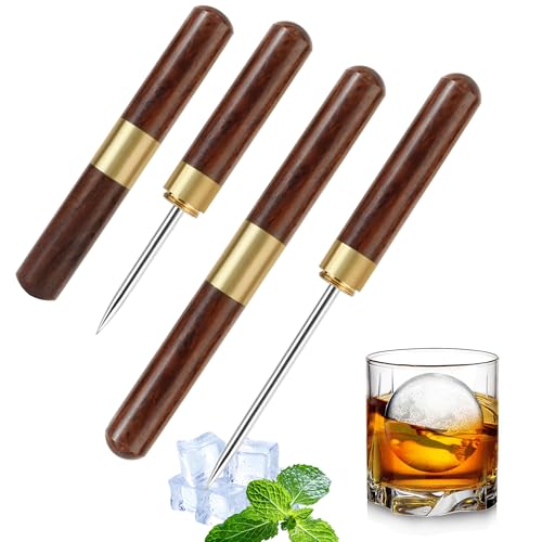Eispickel aus Edelstahl 2 Stück Eispickelzerkleinerer Werkzeug Brechen von EIS rutschfest Punch Crusher mit Holzgriff für die Eisherstellung in der Küche, Bar, Barkeeper von JSMTKJ