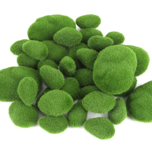 Grüne Moosbälle Künstliche Moos Steine 30 Piezas Piedras Artificiales de Musgos, Musgo Artificial Decorativas, Musgo Rocas Falso para Arreglos Florales, Jardín y Manualidades, Decoración DIY von JSMTKJ