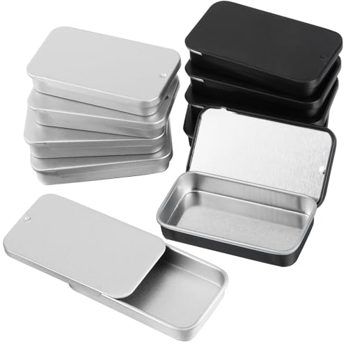 JSMTKJ 10 Stück Metalldosen, Blechdosen mit Deckel, Mini-Aufbewahrungsbox für Zuhause, Süßigkeiten und kleinen Gegenständen（Silber, Schwarz） von JSMTKJ