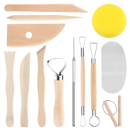 13 Stück Töpferwerkzeug Set, DIY Töpfer Polymer Clay Sculpting Tools, Modelierwerkzeugset Ton Keramik Werkzeug Set für Modellbau Schnitzarbeiten Töpfer Keramik von JSMTKJ
