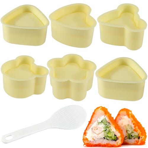 JSMTKJ 6 Stück Onigiri Form Sushi Form DIY-Reiskugelform Rice Ball Mold Reisbällchen Form Onigiri Form Maker Kit Mit Reislöffel für Küche Party Anfänger von JSMTKJ