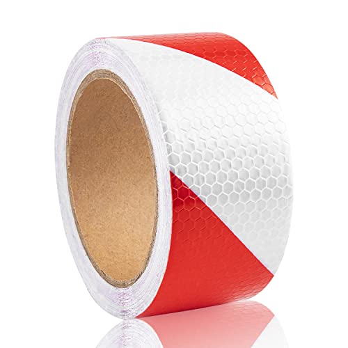 JSMTKJ Reflektierendes Klebeband Rot/Weiß Wasserdicht Reflektorband Selbstklebend Warnklebeband Sicherheitsband-Conspicuous Warning Tape 10m x 5cm für Sicherheit Warnung von JSMTKJ