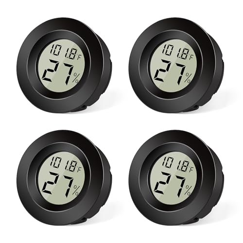 Mini Digitales Hygrometer Thermometer 4er Set – Präzises Temperatur- und Luftfeuchtigkeitsmessgerät für Innenräume, Gewächshaus, Wohnzimmer | Kompakt & LCD-Display von JSMTKJ