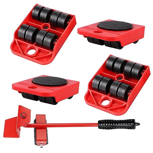Möbel-Transportroller-Set 5-teilig Möbel-Gleitroller 4 Möbelroller & 1 Lastenheber Anti-Rutsch-Beschichtung, Je 150 kg Tragkraft Zum mühelosen Verschieben von Möbeln Umzugshelfer von JSMTKJ