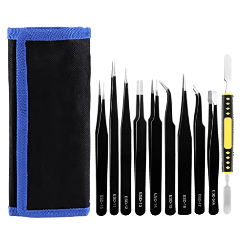 10 Stück Pinzetten Set, Präzisions Antistatisch Edelstahl ESD Pinzetten Set con Brechstange Toolkit für Elektronik, Schmuck, Uhren, Medizin, Labor etc 10 Stück Pinzetten Set, Präzisions Antistatisch Edelstahl ESD Pinzetten Set con Brechstange Toolkit für Elektronik, Schmuck, Uhren, Medizin, Labor etc von JSMTKJ