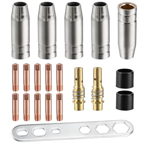 Verschleißteile Set MB15 15AK MIG MAG Co2 Schweißbrenner Kontaktspitze M6 & Konische Gasdüse Mantelhalter Diffusor mit 0,8 Stromdüsen Isolierhülse 20 Stück Verschleißteile Set MB15 15AK MIG MAG Co2 Schweißbrenner Kontaktspitze M6 & Konische Gasdüse Mantelhalter Diffusor mit 0,8 Stromdüsen Isolierhülse 20 Stück von JSMTKJ
