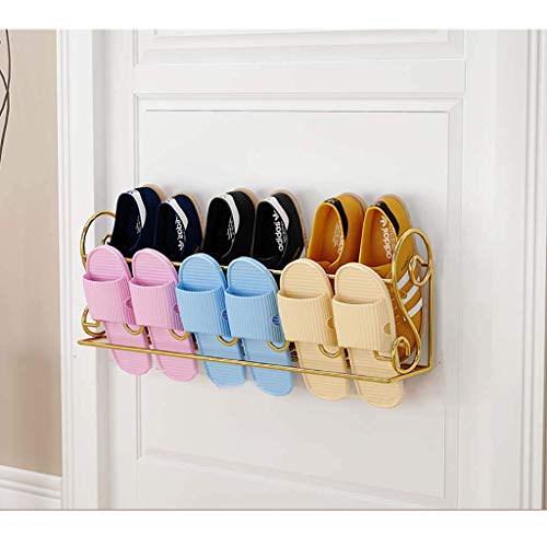 XBCDX Goldener SchuhregalFür an der Wand montierte Selbstklebende Schuhhalterung Aufbewahrungsorganisator, Türschuhhalter Schuhregalhalter zum Aufhängen an der Tür, Badezimmer, Küche (Größe: 63x11 von JSMY