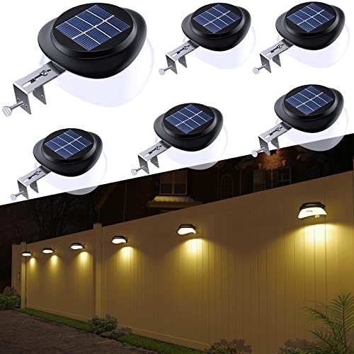 JSOT 6 Stück Solarlampen Dachrinnen Wandleuchten Wegeleuchten für Außen Lampe 9 LED Solarleuchten IP55 Wasserdicht 1600mAh 100LM Für Dekor Zaun Straße Garten Terrasse (Warmes Licht) von JSOT