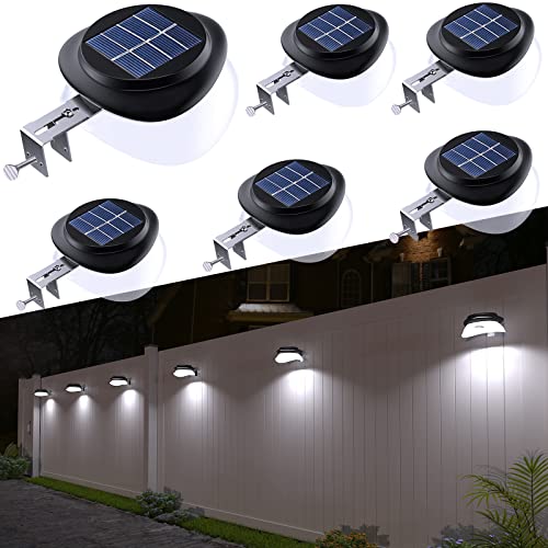 JSOT 6 Stück Dachrinnen Solarleuchten Wandleuchten Wegeleuchten für Außenlampe 9 LED Solarleuchten IP55 Wasserdicht 1600mAh 100LM Für Dekor Zaun Straße Garten Terrasse (Weißes Licht) von JSOT