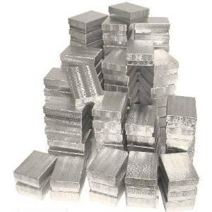 JSP 100 pcs Silver Cotton Filled Jewelry Display Gift Boxes(2" Length x 1 1/2" Width x 1/2" Height) by von JSP