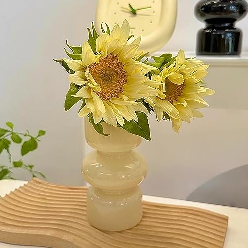 Ins Moderne Vasen, Hydroponische Glasblumenvase, Glasblasenvase für Blumen, Tulpenvase Dreischichtige Glasvase für Dekoration, Geometrische Glasvase für Haus/Büro/Hochzeit/Party（Beige） von JSPYFITS