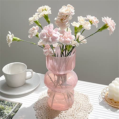 Ins Moderne Vasen, Hydroponische Glasblumenvase, Tulpenvase Glasblasenvase für Blumen, Dreischichtige Glasvase für Dekoration, Geometrische Glasvase für Haus/Büro/Hochzeit/Party（Rosa） von JSPYFITS