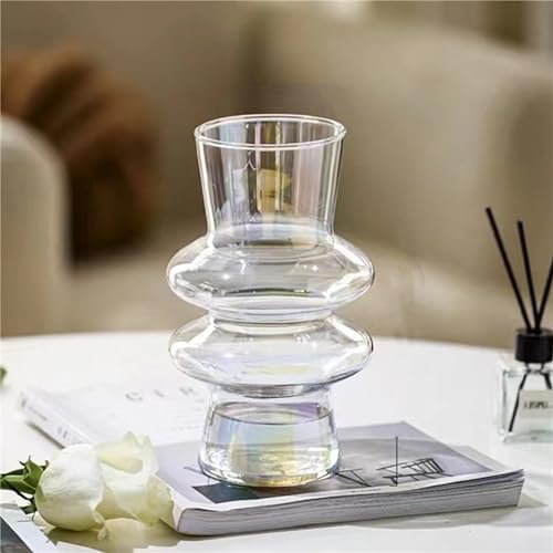 JSPYFITS Glasvasen für Dekoration, 20 cm, Hydrokultur-Glasvase, Blasen-Blumenvasen, dekorativ für Heimdekoration, flippig, modern, geometrisch für Wohnzimmer/Hochzeit/Party/Büro (schillernd) von JSPYFITS