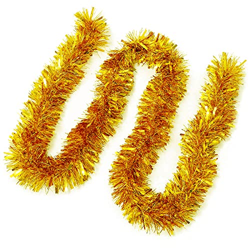 JSRHEEM 3 Stücke Weihnachtsgirlande, 2M Weihnachten Lametta Girlande,Metallic Garland Glitzernde Hängende Dekoration für Weihnachtsbaum Kranz Hochzeit Party Gold von JSRHEEM