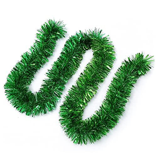 JSRHEEM 3 Stücke Weihnachtsgirlande, 2M Weihnachten Lametta Girlande,Metallic Garland Glitzernde Hängende Dekoration für Weihnachtsbaum Kranz Hochzeit Party Grün von JSRHEEM