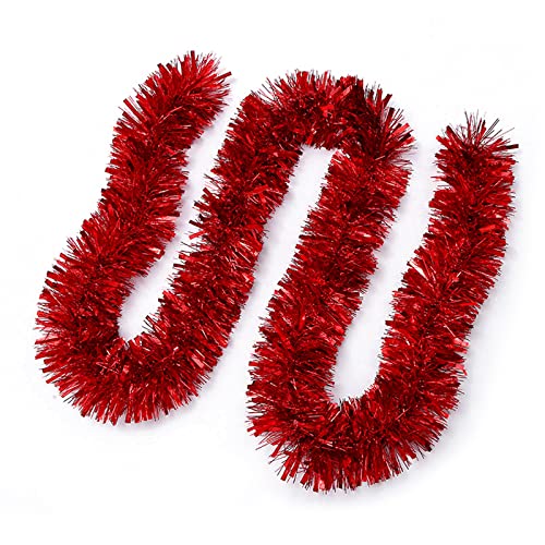 JSRHEEM 3 Stücke Weihnachtsgirlande, 2M Weihnachten Lametta Girlande,Metallic Garland Glitzernde Hängende Dekoration für Weihnachtsbaum Kranz Hochzeit Party Rot JSRHEEM 3 Stücke Weihnachtsgirlande, 2M Weihnachten Lametta Girlande,Metallic Garland Glitzernde Hängende Dekoration für Weihnachtsbaum Kranz Hochzeit Party Rot von JSRHEEM