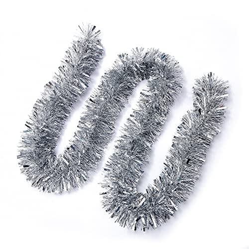 JSRHEEM 3 Stücke Weihnachtsgirlande, 2M Weihnachten Lametta Girlande,Metallic Garland Glitzernde Hängende Dekoration für Weihnachtsbaum Kranz Hochzeit Party Silber JSRHEEM 3 Stücke Weihnachtsgirlande, 2M Weihnachten Lametta Girlande,Metallic Garland Glitzernde Hängende Dekoration für Weihnachtsbaum Kranz Hochzeit Party Silber von JSRHEEM