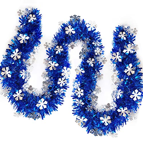 JSRHEEM 3 Stücke Weihnachtsgirlande, 2M Weihnachten Lametta Girlande mit Schneeflocke,Metallic Garland Glitzernde Hängende Dekoration für Weihnachtsbaum Kranz Hochzeit Party Blau JSRHEEM 3 Stücke Weihnachtsgirlande, 2M Weihnachten Lametta Girlande mit Schneeflocke,Metallic Garland Glitzernde Hängende Dekoration für Weihnachtsbaum Kranz Hochzeit Party Blau von JSRHEEM