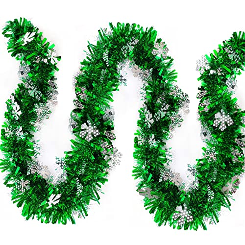 JSRHEEM 3 Stücke Weihnachtsgirlande, 2M Weihnachten Lametta Girlande mit Schneeflocke,Metallic Garland Glitzernde Hängende Dekoration für Weihnachtsbaum Kranz Hochzeit Party Grün JSRHEEM 3 Stücke Weihnachtsgirlande, 2M Weihnachten Lametta Girlande mit Schneeflocke,Metallic Garland Glitzernde Hängende Dekoration für Weihnachtsbaum Kranz Hochzeit Party Grün von JSRHEEM