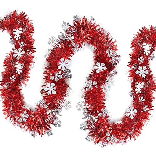 JSRHEEM 3 Stücke Weihnachtsgirlande, 2M Weihnachten Lametta Girlande mit Schneeflocke,Metallic Garland Glitzernde Hängende Dekoration für Weihnachtsbaum Kranz Hochzeit Party Rot JSRHEEM 3 Stücke Weihnachtsgirlande, 2M Weihnachten Lametta Girlande mit Schneeflocke,Metallic Garland Glitzernde Hängende Dekoration für Weihnachtsbaum Kranz Hochzeit Party Rot von JSRHEEM