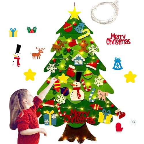 Weihnachtsbaumfilz Filz, 37.4 Zoll Weihnachtsbaum Filz mit 32 Ornamenten, Weihnachtsbaum Kinder, Filzdekoration Weihnachtsbaum, Filz-Weihnachtsbaum Kinder, DIY Weihnachtsbaumdekoration Geschenke von JSRHEEM