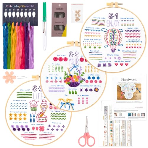 JSRQT 3 Stück Stich Praxis Stickerei Kit für Anfänger, Sticken Set Erwachsene,Kreuzstich Kit Starter Tools Kit,Embroidery Stitch Practice Kit für DIY Kunst JSRQT 3 Stück Stich Praxis Stickerei Kit für Anfänger, Sticken Set Erwachsene,Kreuzstich Kit Starter Tools Kit,Embroidery Stitch Practice Kit für DIY Kunst von JSRQT