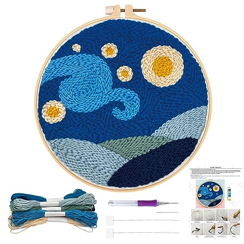 JSRQT Kit Punch Needle Debutant für Kinder Erwachsene Stanznadel Stickerei Starter Kit Punch Needle Stickerei Set Sternenklarer Himmel Punch Needle Anfänger Handarbeit Set Embroidery Starter Kits JSRQT Kit Punch Needle Debutant für Kinder Erwachsene Stanznadel Stickerei Starter Kit Punch Needle Stickerei Set Sternenklarer Himmel Punch Needle Anfänger Handarbeit Set Embroidery Starter Kits von JSRQT