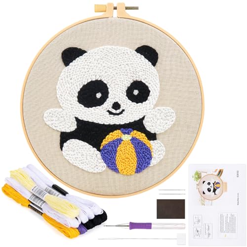 JSRQT Panda Stanznadel Stickerei Starter Kit für Kinder Erwachsene,Punch Needle Stickerei Set für Anfänger,Punch Needle Anfänger Handarbeit Set mit Stoff,Fäden,Einfädelhilfe JSRQT Panda Stanznadel Stickerei Starter Kit für Kinder Erwachsene,Punch Needle Stickerei Set für Anfänger,Punch Needle Anfänger Handarbeit Set mit Stoff,Fäden,Einfädelhilfe von JSRQT