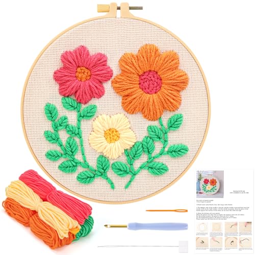 JSRQT Punch Needle Set Anfänger Blumenmuster Stanznadel Stickerei Starter Kit für Kinder Erwachsene Kit Punch Needle Debutant Stanznadelstoff Muster Set Embroidery Starter Kits Basteln Geschenk JSRQT Punch Needle Set Anfänger Blumenmuster Stanznadel Stickerei Starter Kit für Kinder Erwachsene Kit Punch Needle Debutant Stanznadelstoff Muster Set Embroidery Starter Kits Basteln Geschenk von JSRQT